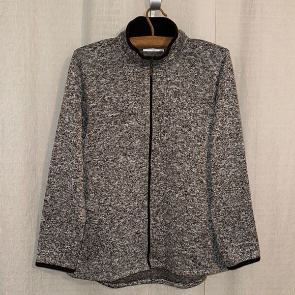 Stan Herman L Knit Silver Gray Heathered Fleece Inner Full Zip Sweatshirt - Picture 1 of 13